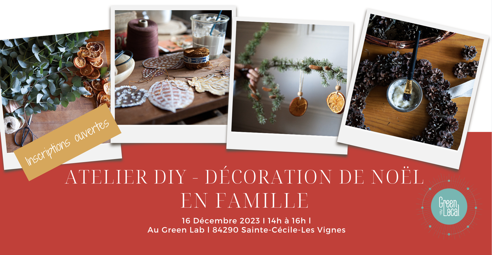 Atelier-decorations-de-noel-en-famille-cadeaux-de-Noel- ecolieu - laboratoire-ecologique-green-et-local-sainte-cecile-les-vignes-vaucluse