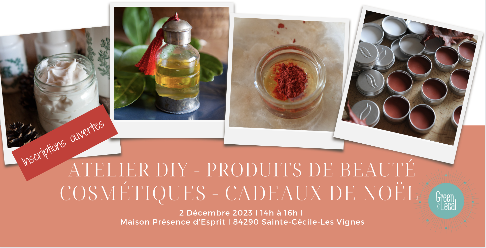 Atelier-produits-de-beauté - cosmétique-cadeaux-de-Noel- ecolieu - laboratoire-ecologique-green-et-local-sainte-cecile-les-vignes-vaucluse